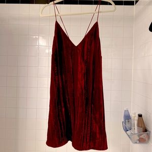 Nightcap Red Velvet Slip Dress in Garnet (red)